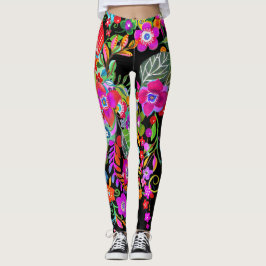 Blume Fantasy auf schwarzen Leggings