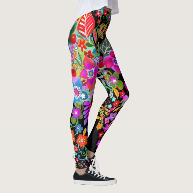 Blume Fantasy auf schwarzen Leggings (Rechts)