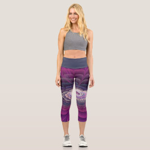 Blume Farbenfrohe Abstrakte Fraktal Rosa Capri Leggings