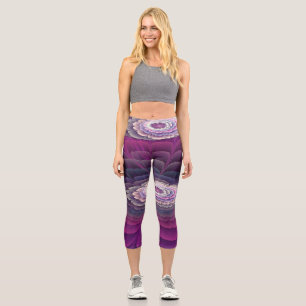 Blume Farbenfrohe Abstrakte Fraktal Rosa Capri Leggings