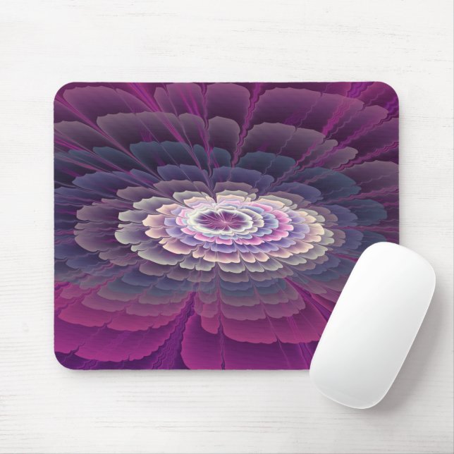 Blume Farbenfrohe Abstrakte Fraktal Rosa Mousepad (Mit Mouse)