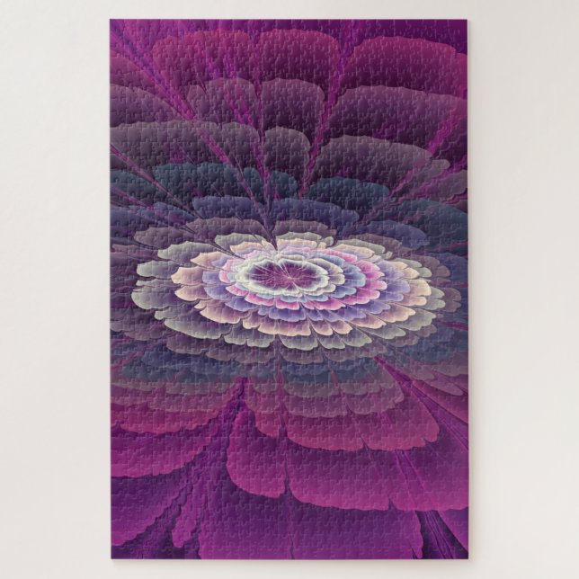 Blume Farbenfrohe Abstrakte Fraktal Rosa Puzzle (Vertikal)