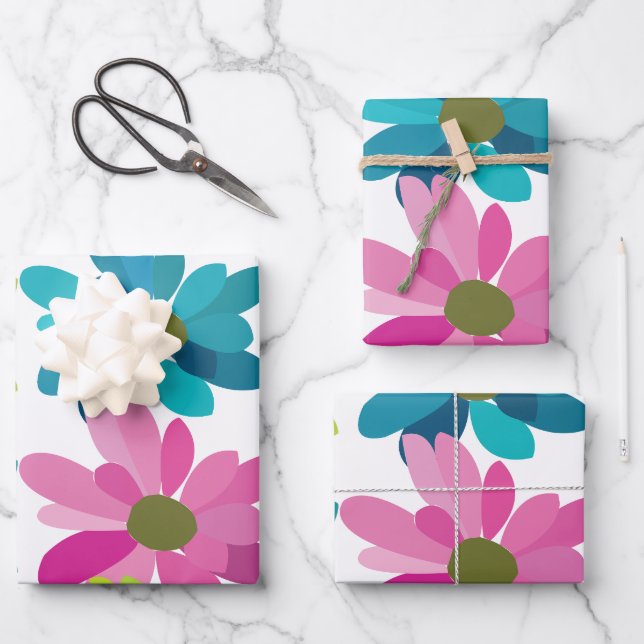 Blume Farbige Blume Geschenkpapier Set (Vorderseite)