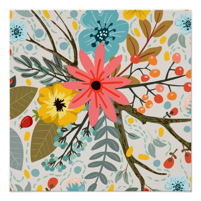 Blume Farbige Wasserfarbe Niedlich Poster (Vorderseite)