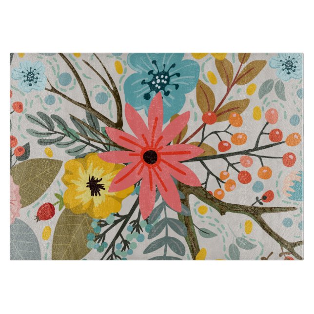 Blume Farbige Wasserfarbe Niedlich Schneidebrett (Vorderseite)