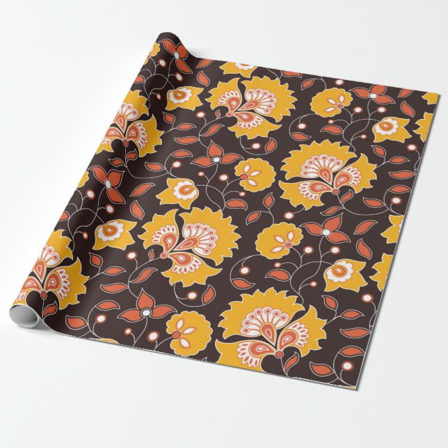 Blume-farbiges Indianerstil auf br Geschenkpapier (Ungerollt)