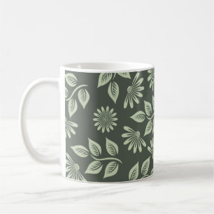 Blume-Federmuster grün Kaffeetasse