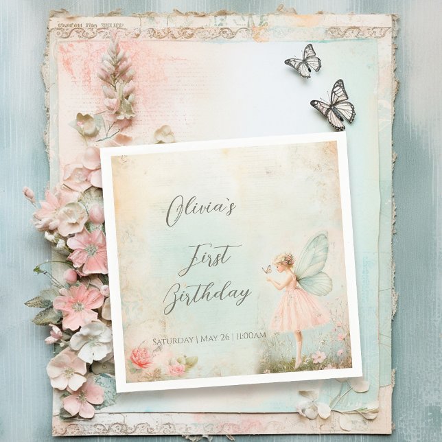 Blume Fee Geburtstag Serviette (Von Creator hochgeladen)