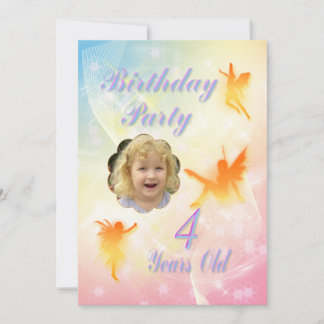 Blume Feen 4. Geburtstag Party Einladung