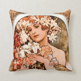 Blume, feine Kunst Alphonse Mucha Kissen