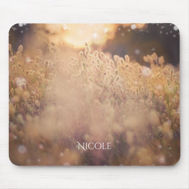 Blume Feld Rustikales Land Sonnenuntergang Mousepad (Vorne)