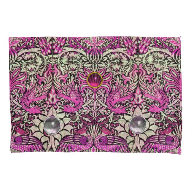 BLUME, FELSBÖSE, DRAGONEN, WEISSSTÄTTE AUS PINK KISSENBEZUG (Vorderseite-Links)