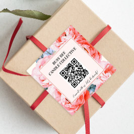 Blume Feminine Business QR-Code-Paketaufkleber Quadratischer Aufkleber