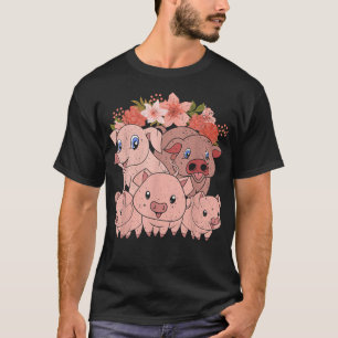 Blume Ferkel Bauer Niedliches Schwein T-Shirt