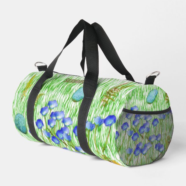 Blume Ferns Grass Rocks Malerei Personalisiert Duffle Bag (Rechte Ecke)