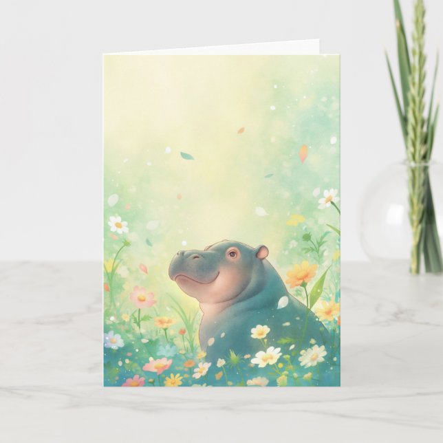 Blume Fields und Happy Hippo Karte (Vorderseite)
