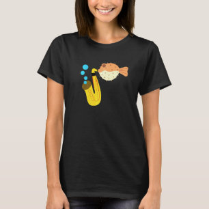 Blume Fische spielen Saxophone Musik Neuheit T-Shirt