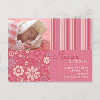 Blume Fizz Pink ・ Kinderankündigung Ankündigungspostkarte