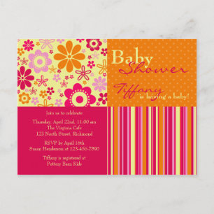 Blume Fizz Pink & Orange ・ Kinderdusche Einladung