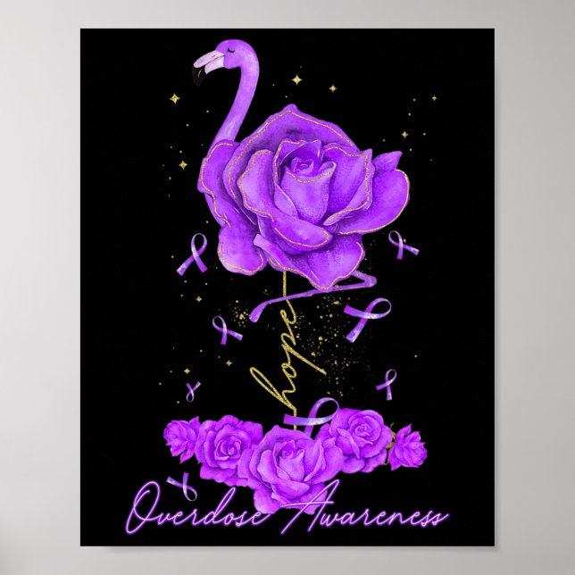Blume Flamingo Hoffnung Lila Ribbon Überdosis Awar Poster (Vorne)
