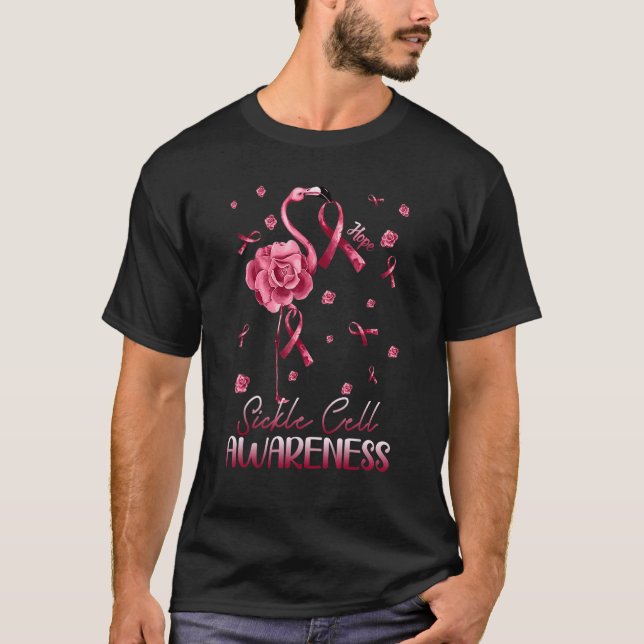 Blume Flamingo Hope Burgundy Ribbon Sichelzelle A T-Shirt (Vorderseite)