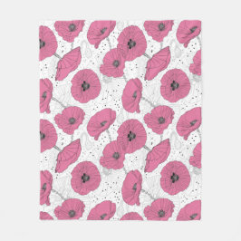 Blume-Fleecedecke aus Mohn Fleecedecke