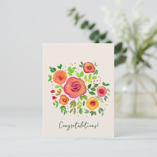 Blume Floral Bouquet Herzlichen Glückwunsch Postkarte (Stehend Vorderseite)