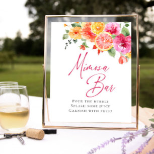 Blume Floral Citrus Bridal Mimosa Bar Poster