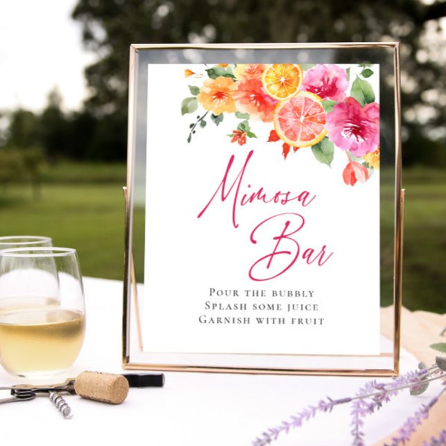 Blume Floral Citrus Bridal Mimosa Bar Poster (Von Creator hochgeladen)