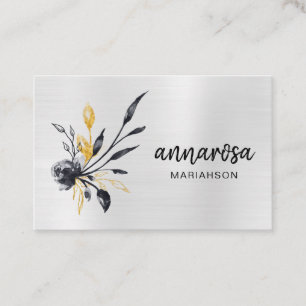 *~* Blume Floral Silver LOGO QR Gold FOTO Visitenkarte