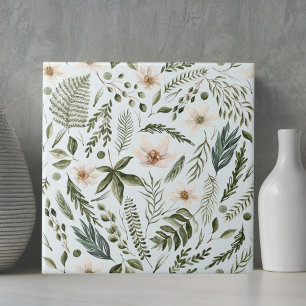 Blume Foliage Wasserfarbe Nahtlose Blumenmuster Fliese