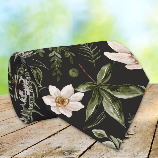 Blume Foliage Wasserfarbe Nahtlose Blumenmuster Krawatte (Close up)