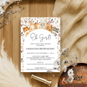 Blume Forest Animals Budget Oh Girl Baby Dusche Einladung