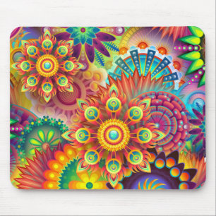 Blume Formen Muster in mehreren Farben Mousepad