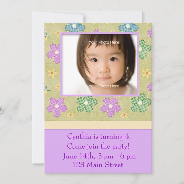 Blume-Fotokarte Einladung (Vorderseite)