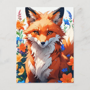 Blume Fox Art Postkarte