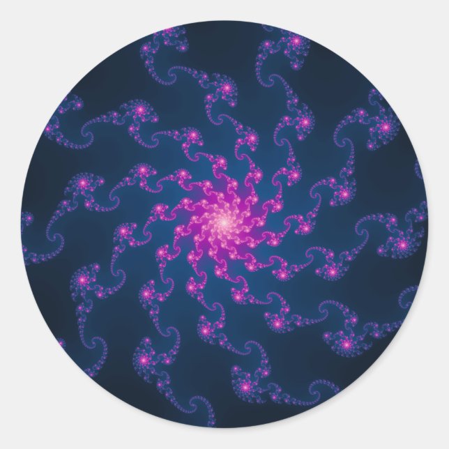 Blume Fraktal Kunst Runder Aufkleber (Vorderseite)