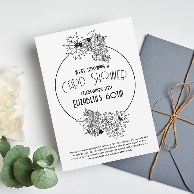 Blume Frame Card Dusche 60. Geburtstag Einladung (Von Creator hochgeladen)