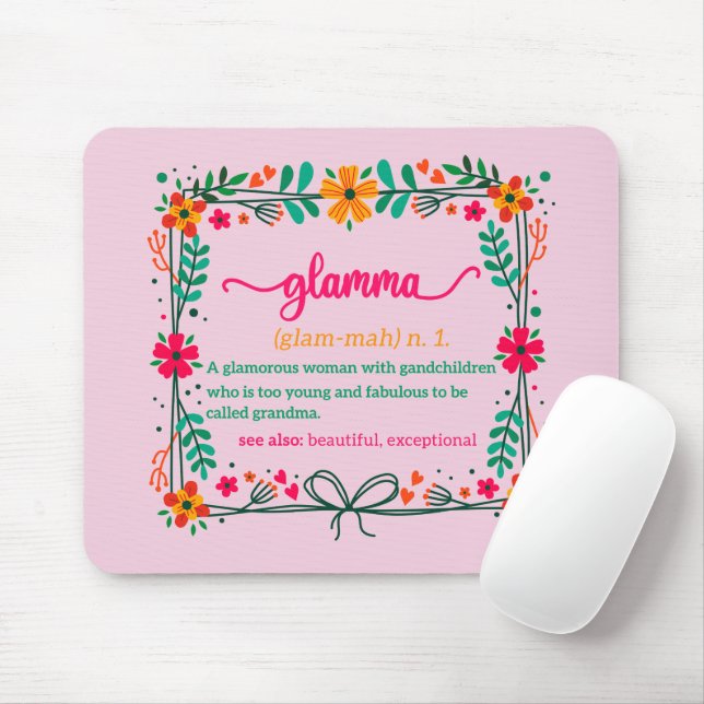 Blume Frame Glamma Oma Großmutter Definition Mousepad (Mit Mouse)