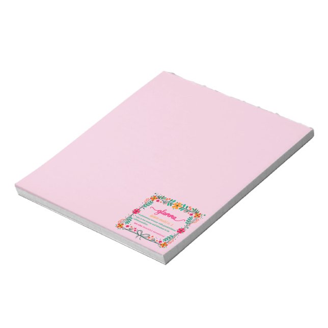 Blume Frame Glamma Oma Großmutter Definition Notizblock (Rotiert)