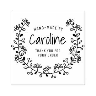 Blume-Frame-Skript handgefertigt Gummistempel