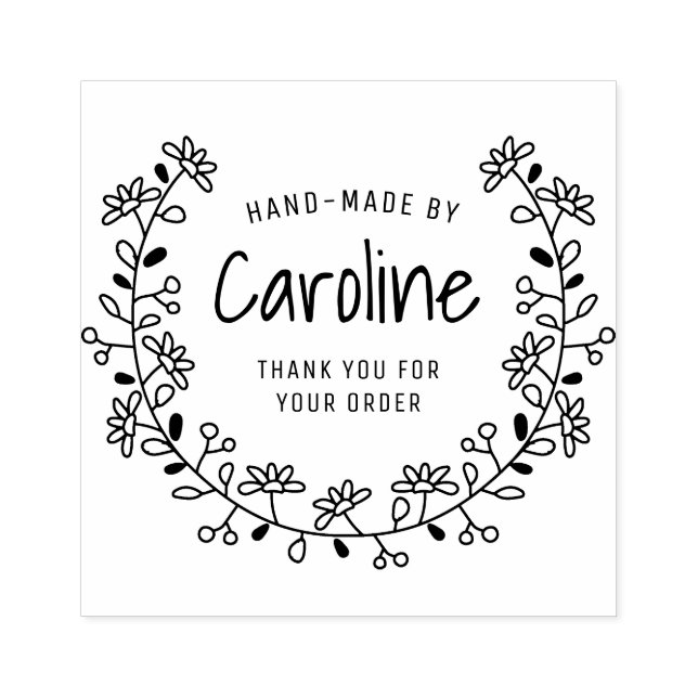 Blume-Frame-Skript handgefertigt Gummistempel (Prägung)