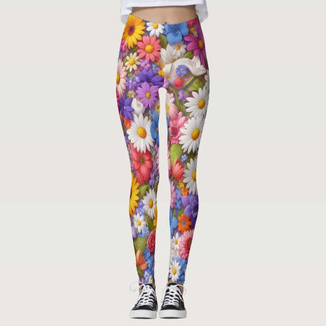 Blume Frauenrechtlerinnen, farbenfrohe Frauenlegep Leggings (Vorderseite)