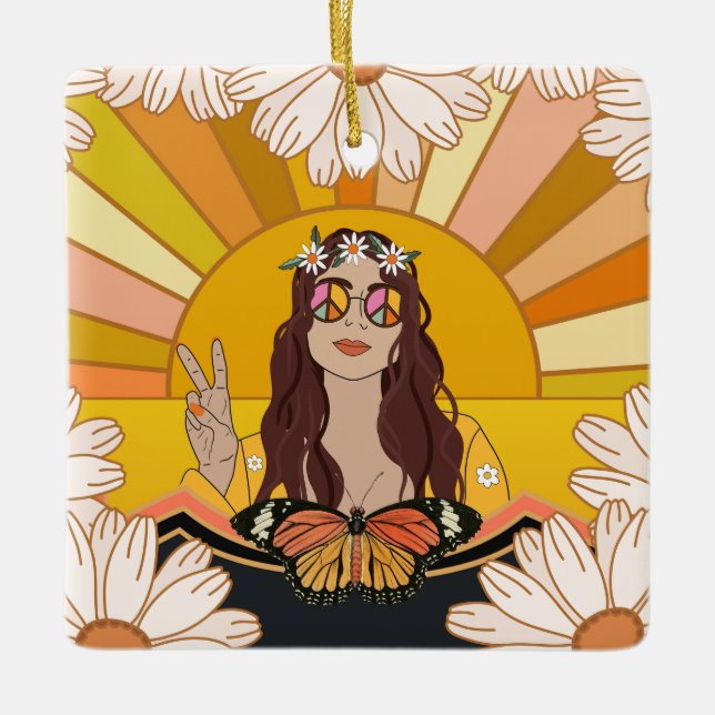 Blume Frieden Keramikornament (Vorderseite)