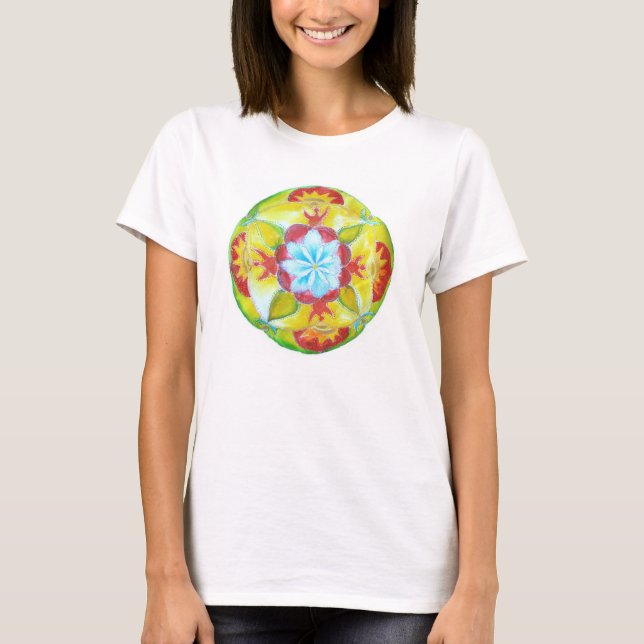 Blume, Friedensmandala Art T-Shirt (Vorderseite)