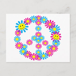 Blume Friedenszeichen w Faces Postkarte