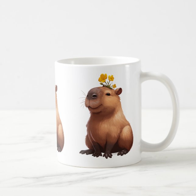 Blume Friend - Capybara Tasse mit Blumenkronen (Rechts)
