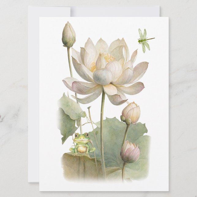 Blume, Frosch und Libelle Karte (Vorderseite)