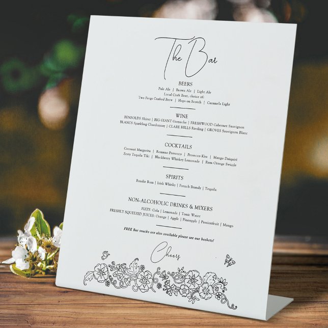 Blume Frühling Kunst Hochzeit Drinks Bar Menü Sockelschild (Von Creator hochgeladen)