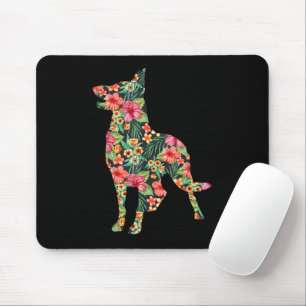 Blume Funny Dog Silhouette Floral Mousepad